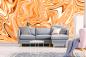 Preview: Vlies-Fototapete abstrakte Kurven in Orange im Wohnzimmer