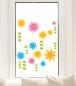 Preview: Fensterfolie mit einer Illustration aus bunten Blumen im Hochformat