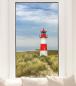 Preview: Fensterfolie mit dem Sylter Leuchtturm im Hochformat