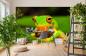 Preview: Fototapete aus Vlies mit einem grünen Frosch in der Natur im Homeoffice