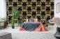 Preview: Barock-Fototapete Muster von goldfarbenen Ornamenten in einem Schlafzimmer
