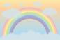 Preview: Kinderzimmer Fototapete mit eine Pastell-Regenbogen und Wolken