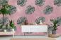 Preview: Mustertapete mit Monstera Blättern auf einem Altrosa Aquarell