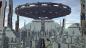 Preview: Fototapete Science-Fiction Stadt mit Ufo