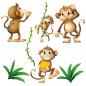 Preview: Wandtattoos für Kinderzimmer mit lustigen Äffchen
