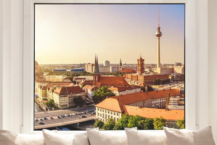 Fensterfolie Berlin in der Abendsonne