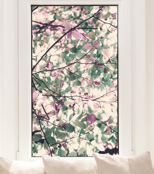 Fensterfolie mit Blättern im Vintage-Look