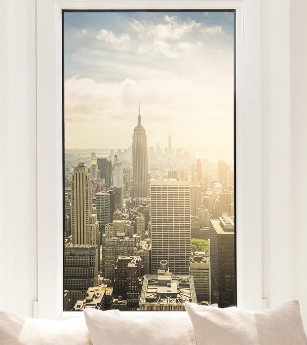 Fensterfolie als Sichtschutz mit dem Ausblick auf New York