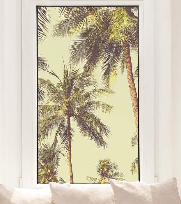 Fensterfolie Palmenblatt im pastelligen Retro-Look