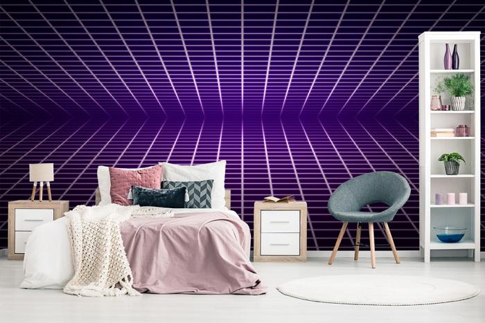 3D-Fototapete Gitternetz im 80er-Jahre-Design