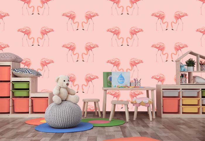 Vlies-Fototapete mit Flamingo-Design in Rosa