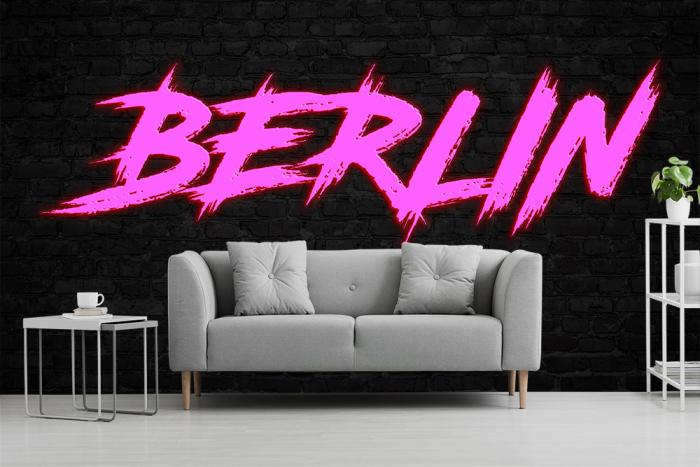 Fototapete Berlin Schriftzug in Pink