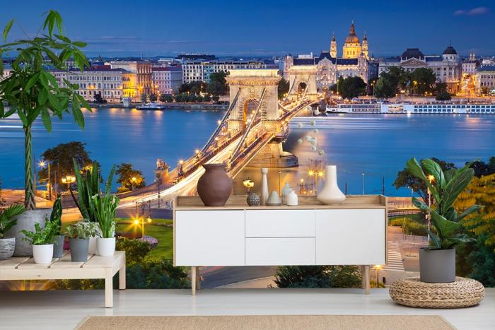 Fototapete Kettenbrücke über der Donau in Budapest