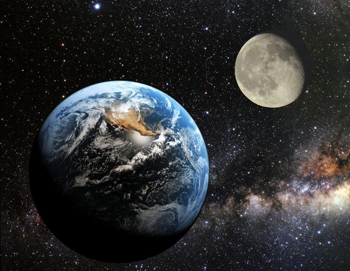 Fototapete Erde und Mond
