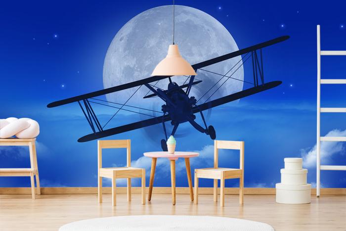Fototapete Flugzeug im Mondlicht
