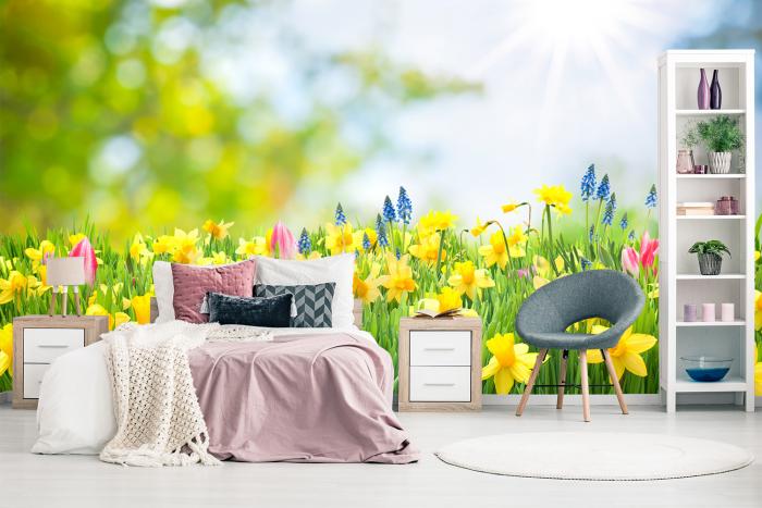 Fototapete Blumenwiese im Frühling