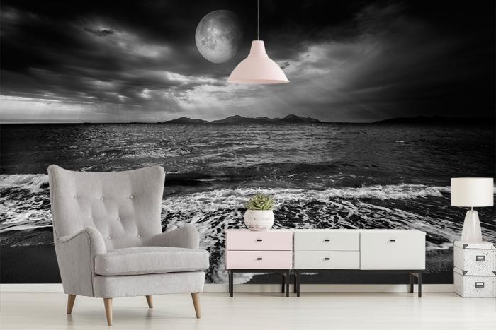 Fototapete das Meer und der Mond
