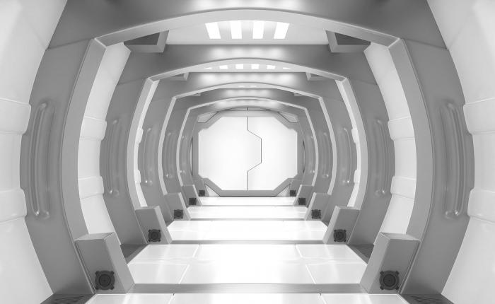 3D-Fototapete Korridor eines futuristischen Raumschiffs