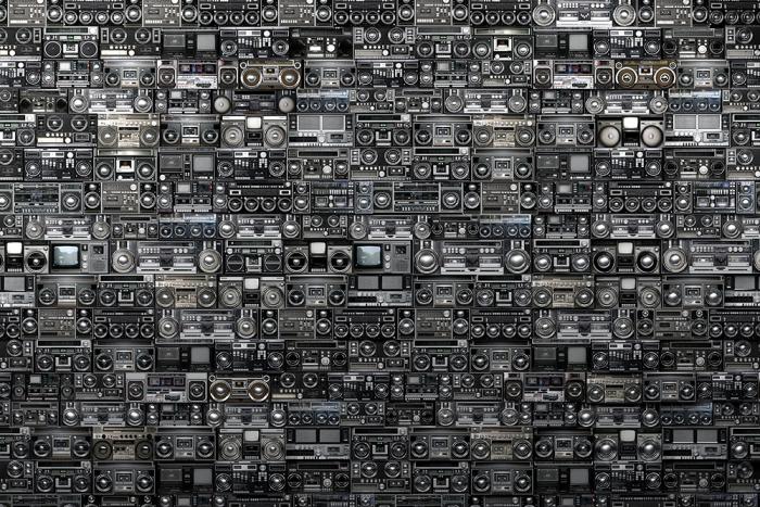 Fototapete Ghettoblaster im 80er Jahre Stil