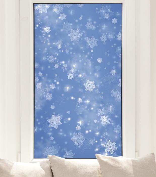 Selbstklebende Fensterfolie mit Eiskristallen und Schneeflocken