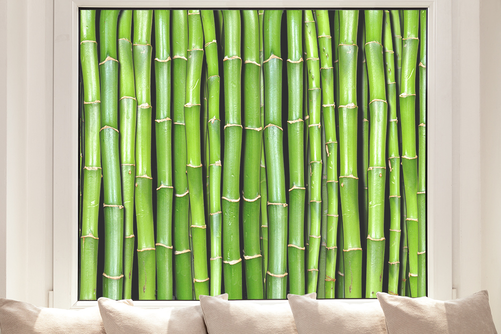 Siunwdiy Sichtschutzfolie Fenster,Fensterfolie Grün Bambus Motiv