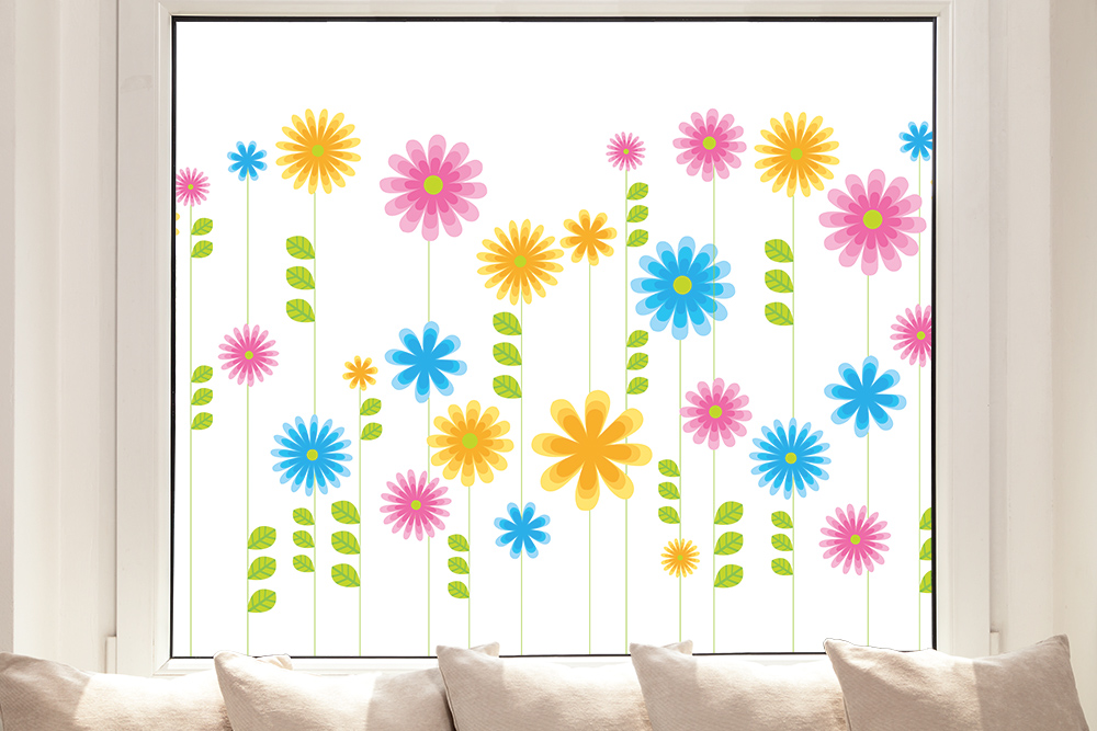 Milchglasfolie Motiv Blumen, Sichtschutz Folie floral