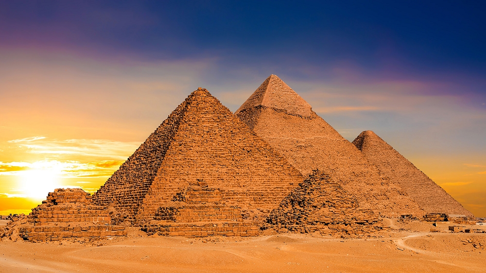 -Ägypten Steinmauer Steine Sahara Wüste Tapete VLIES Fototapete-PYRAMIDEN- 3603V