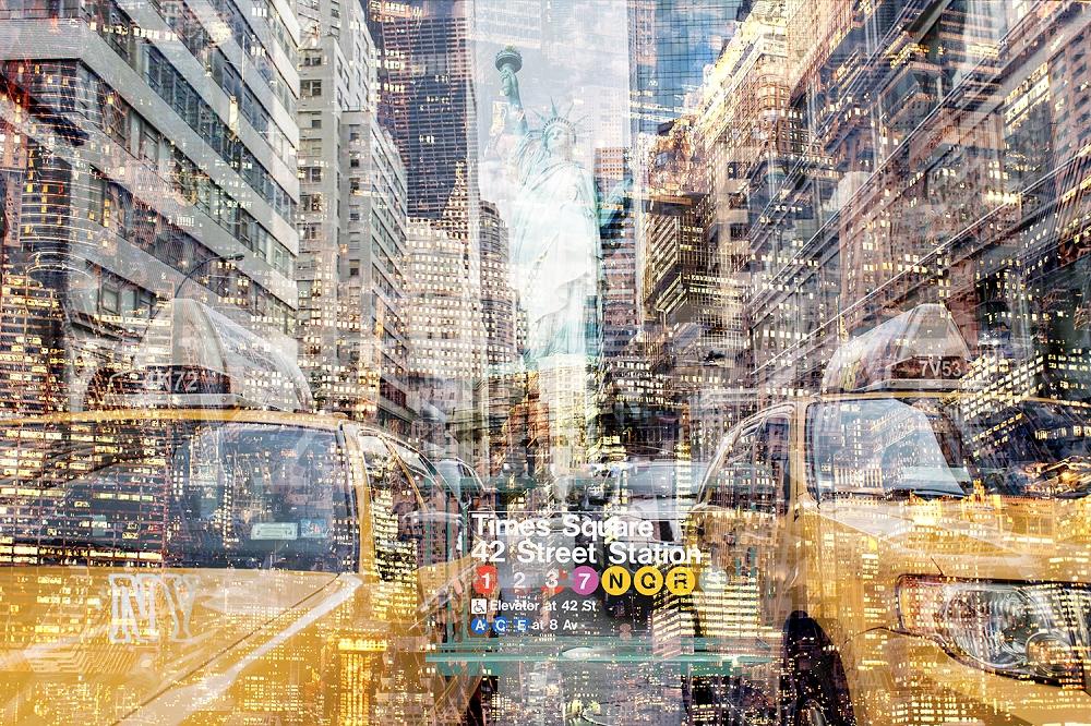 Vlies-Fototapete New Yorker Cabs als Collage