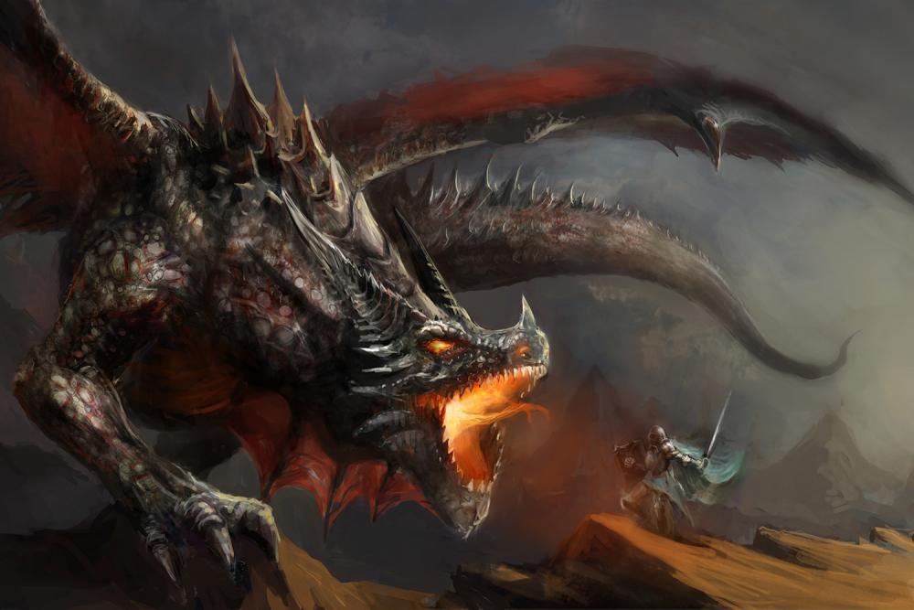 Fototapete Kampf mit Drache