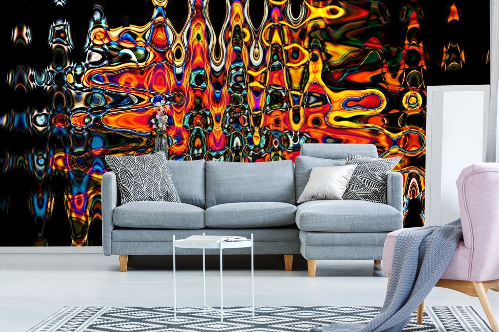 Vlies-Fototapete stylisches Wanddesign in bunten Farben im Wohnzimmer