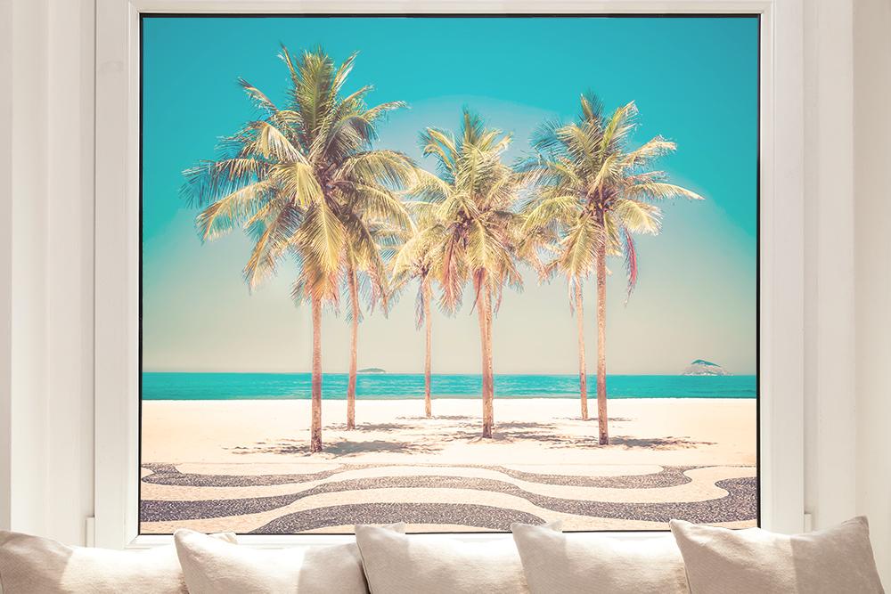 Fensterfolie tropischer Palmenstrand I Online kaufen!