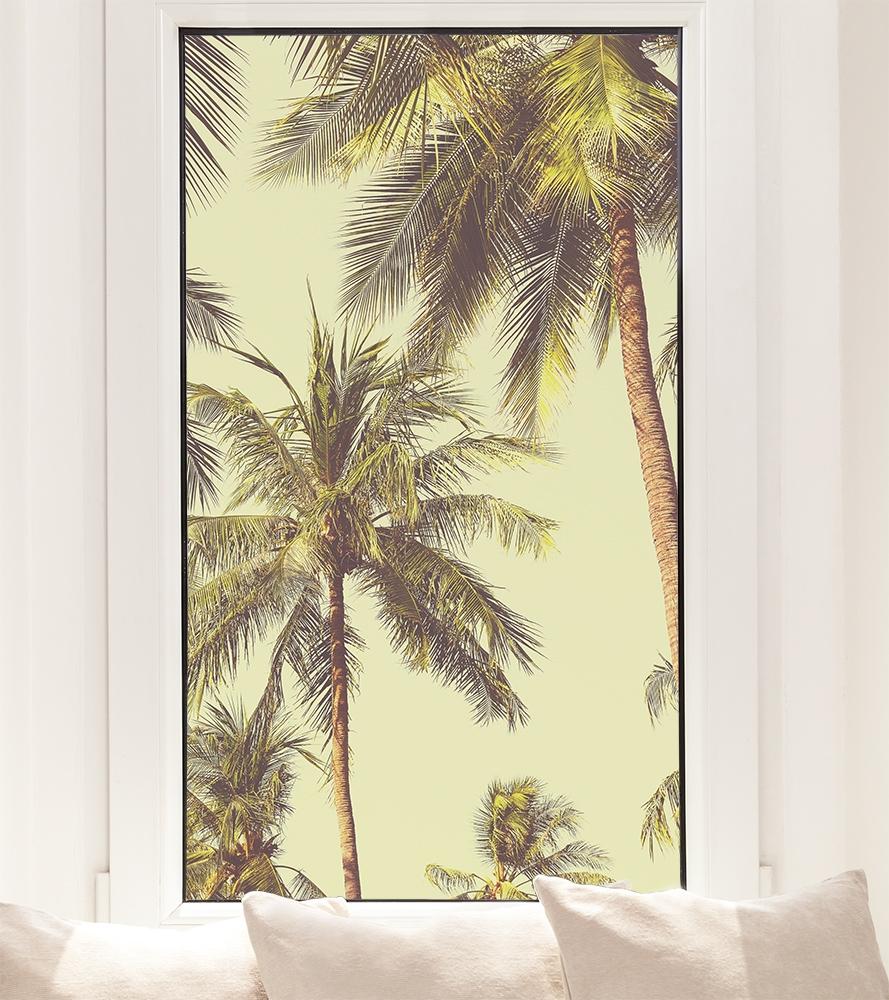 Fensterfolie Palmenblatt im pastelligen Retro-Look