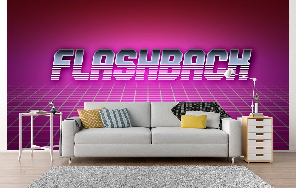 Vlies-Fototapete – 80er-Jahre Design mit Flashback-Schriftzug