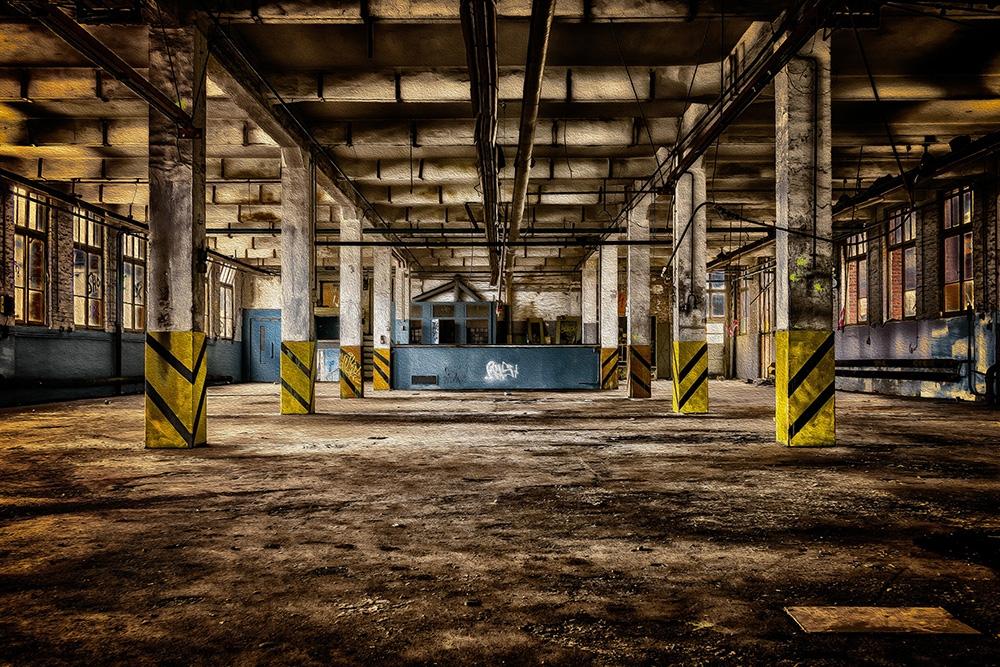 3D-Fototapete alte Fabrikhalle I Lost Places