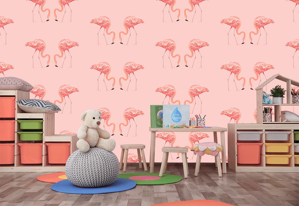 Vlies-Fototapete mit Flamingo-Design in Rosa