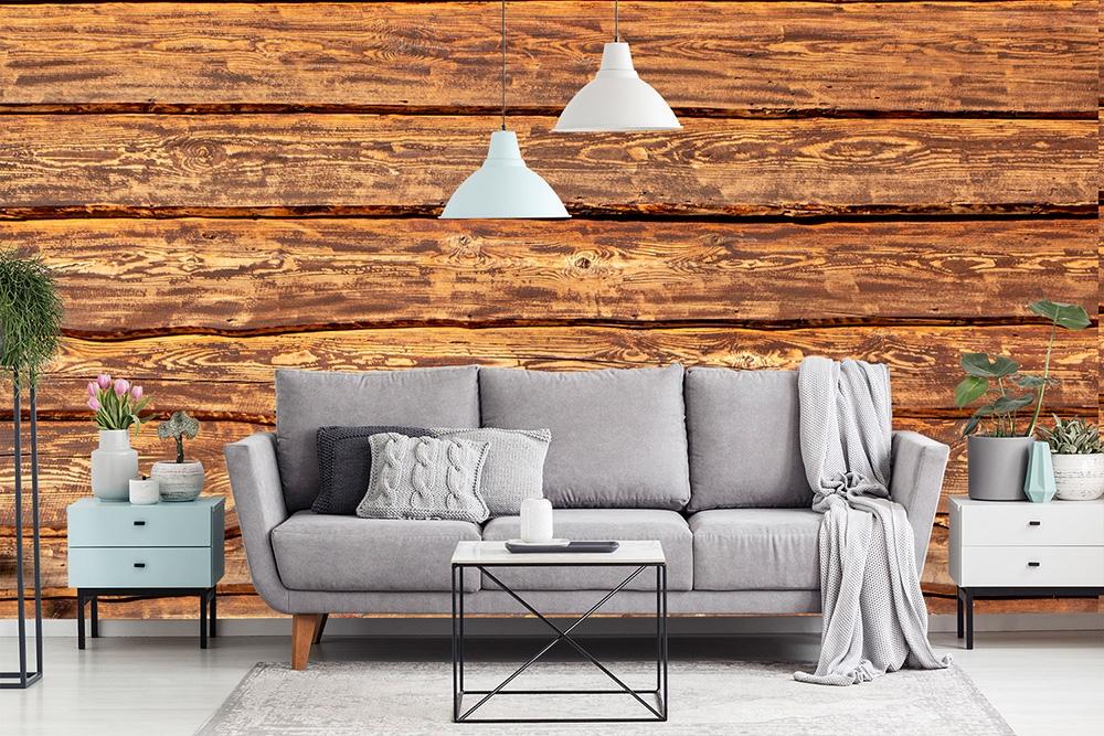 Vlies-Fototapete – Wand aus Holz in Hütten-Optik