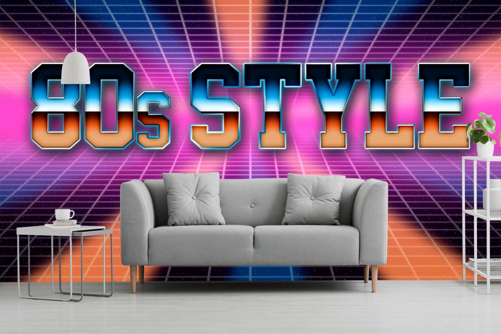 Vlies-Fototapete – 80er-Jahre Schriftzug und Design