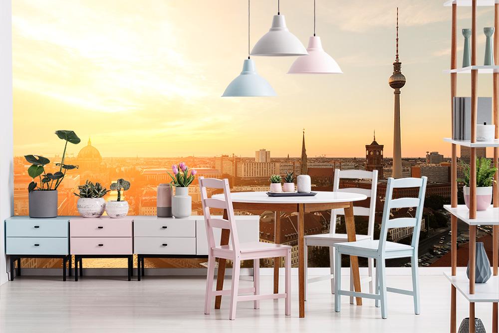 Fototapete Panoramablick auf Berlin in der Abendsonne