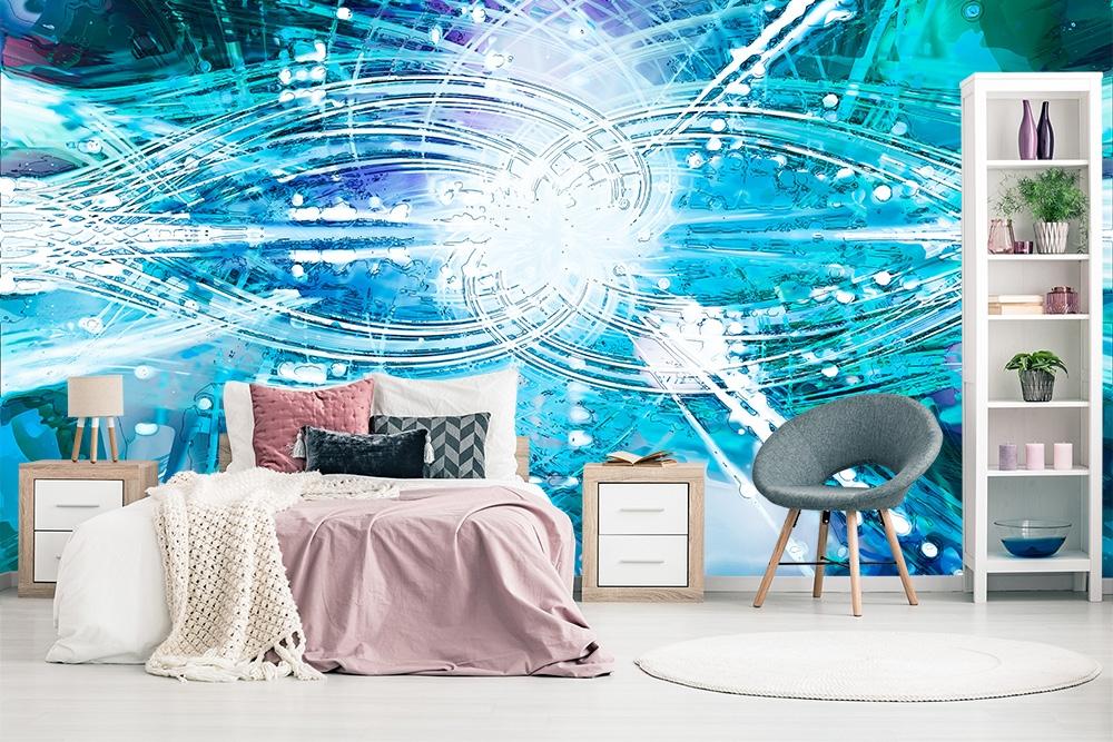Vlies-Fototapete Muster auf einem Eiskristall-Design im Schlafzimmer