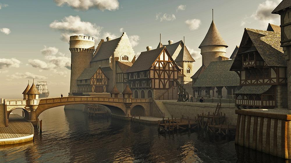 Fototapete Dorf im Mittelalter