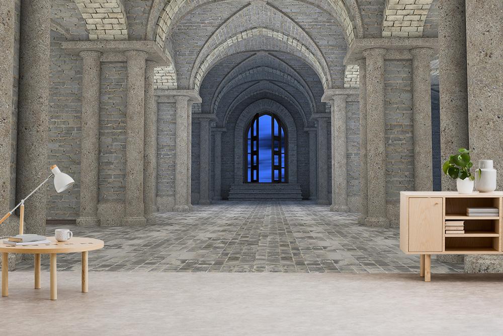 3D-Fototapete Gothic-Motiv Schlosshalle