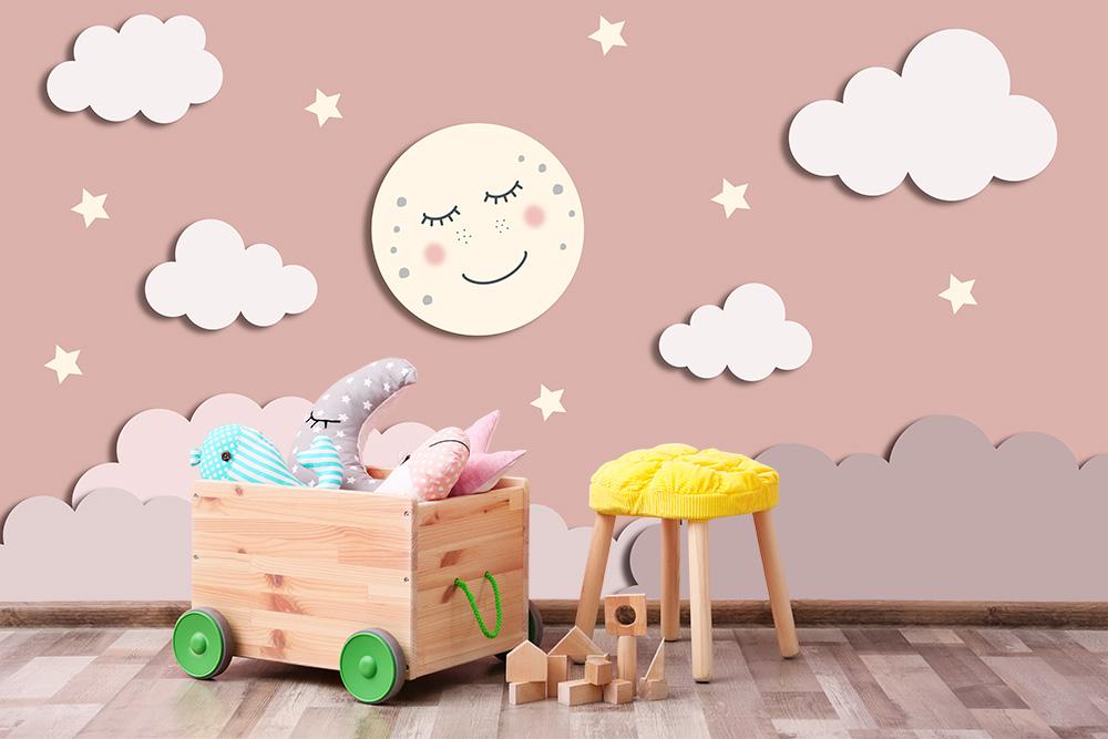Fototapete für Ihr Kinderzimmer mit einem Mond am Nachthimmel