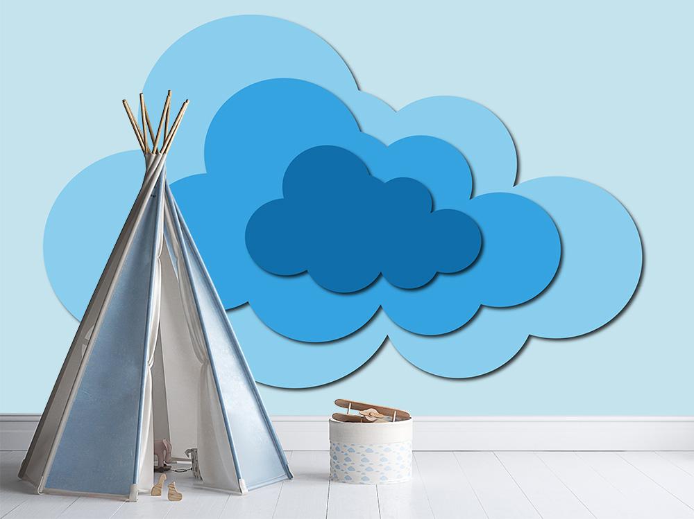 Fototapete mit Wolken in Blau in 3D-Optik für Ihr Kinderzimmer