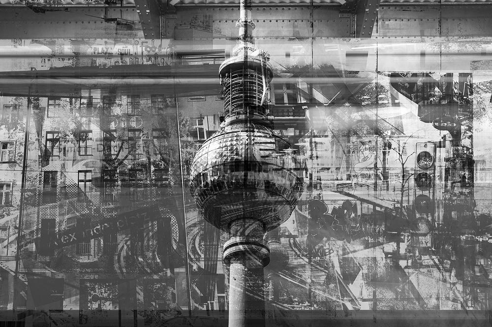 Fototapete Berlin Collage Schwarz-Weiß