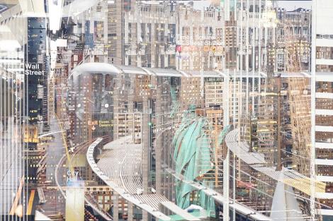 Fototapete urbane New-York-Collage mit einer Subway