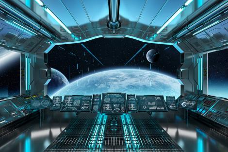 Science-Fiction-Fototapete Cockpit eines Raumschiffs