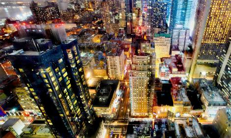 Fototapete New York Nachtpanorama
