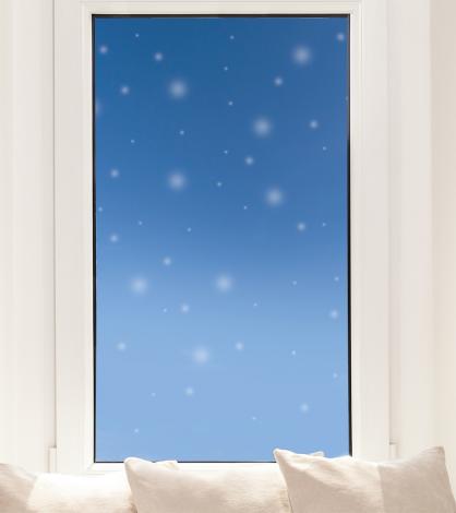 Fensterfolie als Sichtschutz mit Schneeflocken