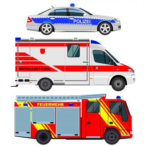 Fenstersticker mit Feuerwehr, Krankenwagen und Polizei für Kinderzimmer