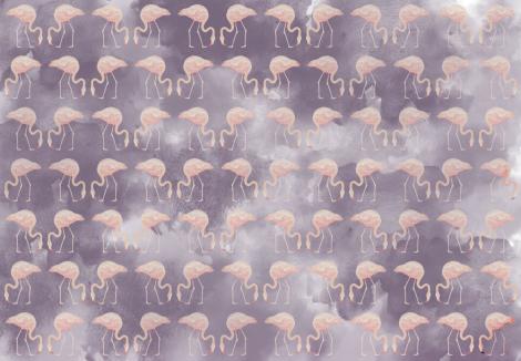 Fototapete aus Vlies mit einem Flamingo-Muster auf violettem Hintergrund in Aquarell